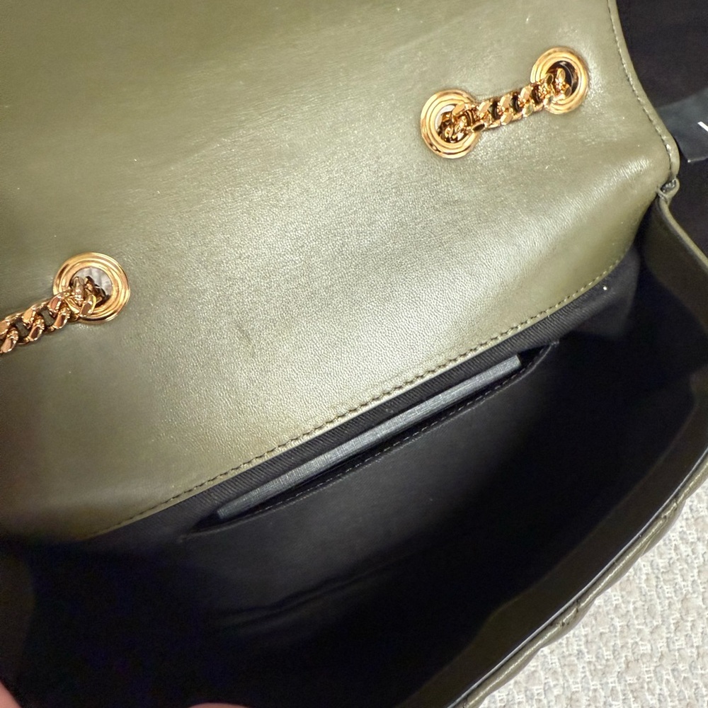 Versace Olive Quilted Crossbody Bag with Gold Chain - Picture 4 of 4